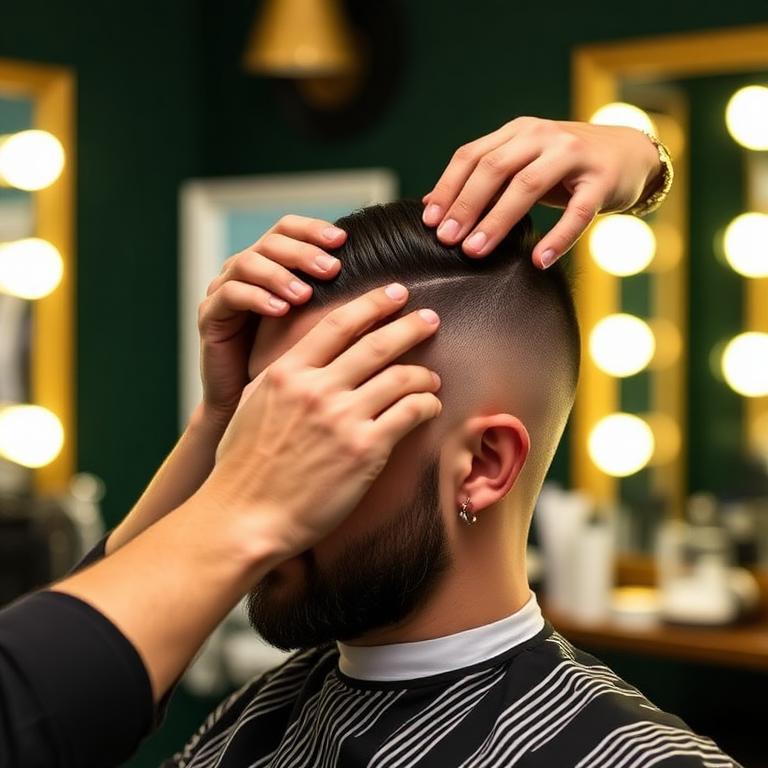Hidratação sendo realizado na Veteran Barbearia